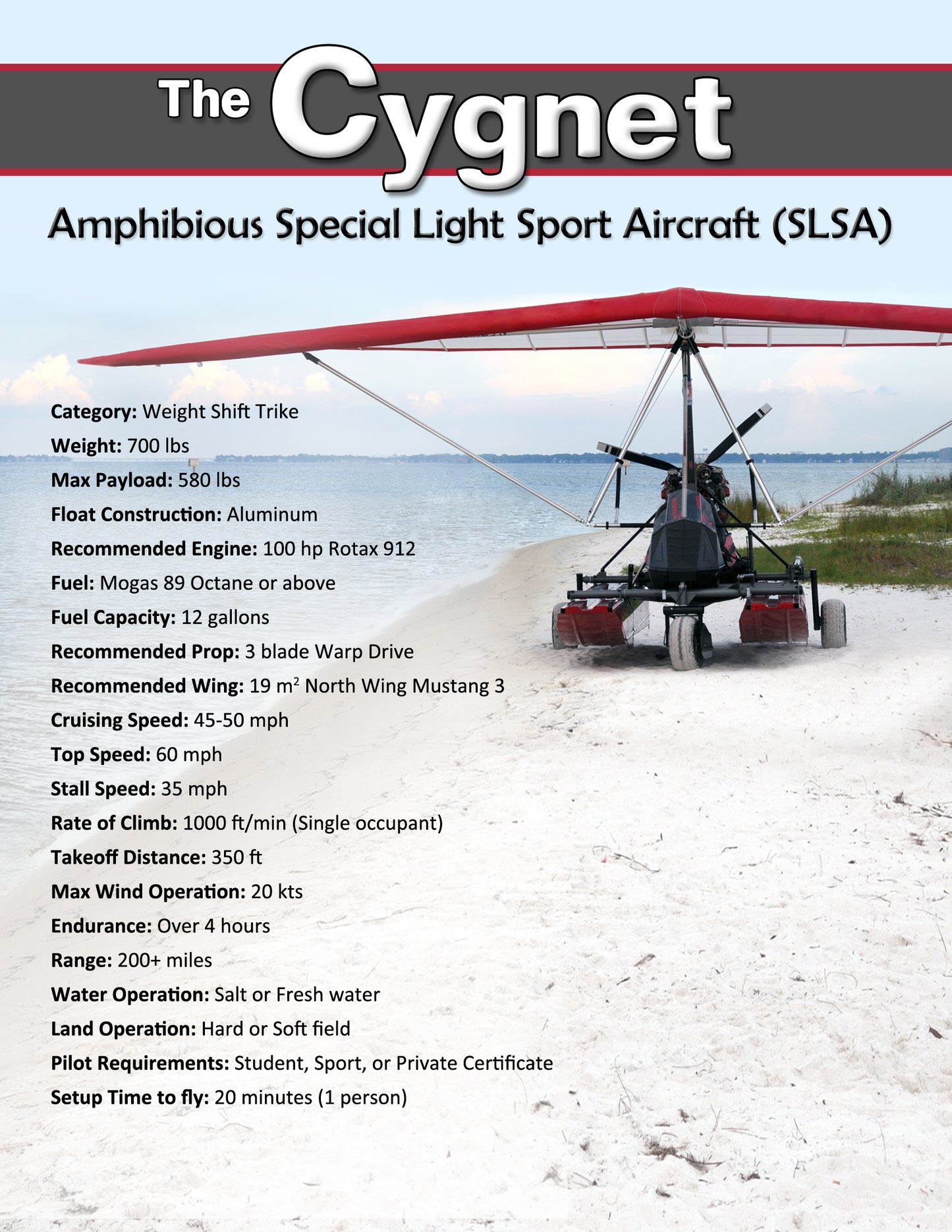 Airtime Aircraft Cygnet amphibious trike