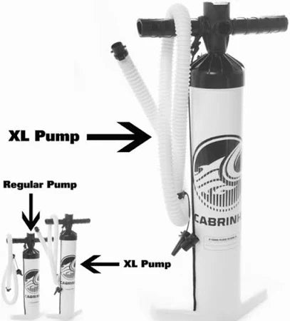 Two pump models labeled 'XL Pump' and 'Regular Pump' with Cabrinhá branding on a white background.