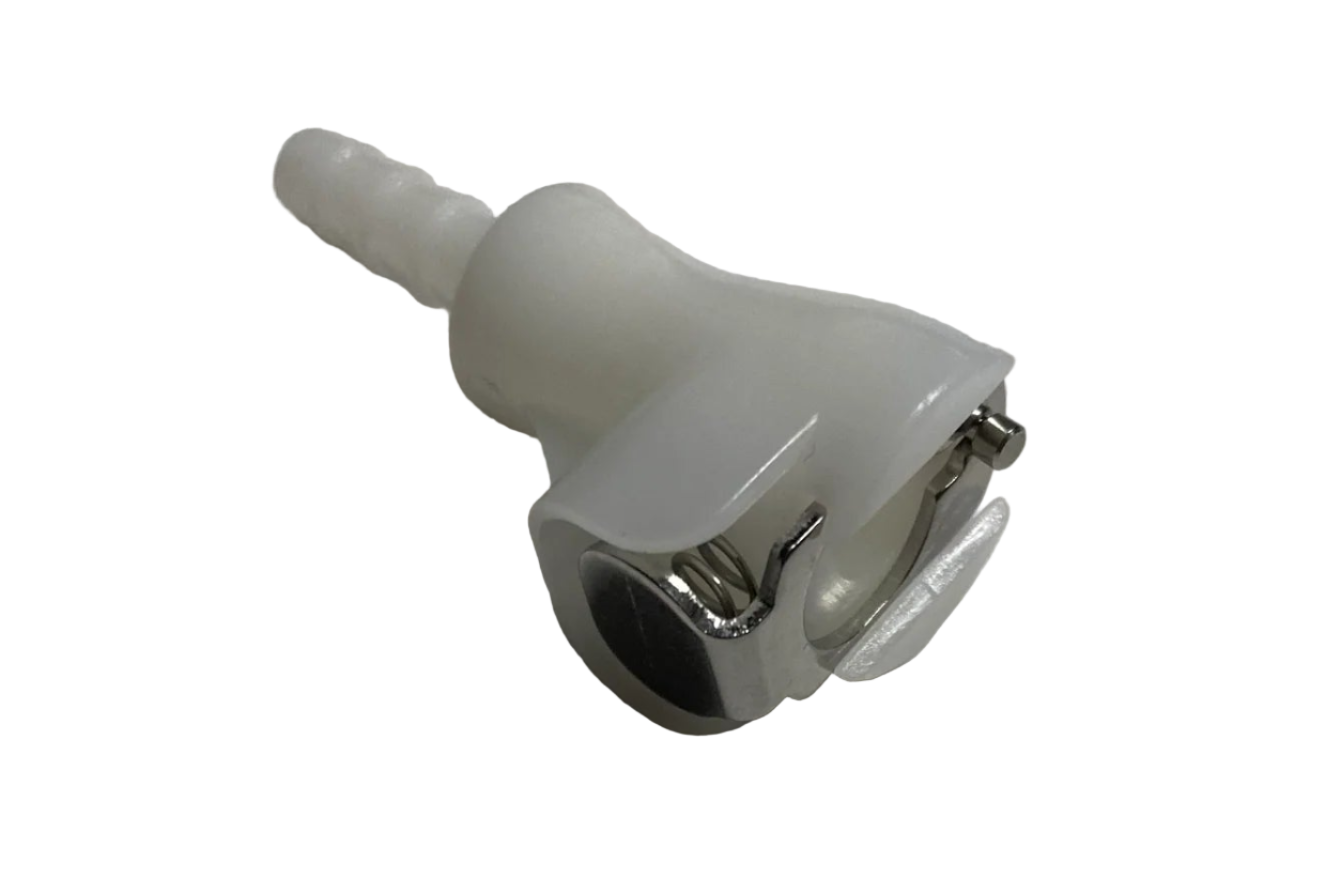 White plastic connector on a white background