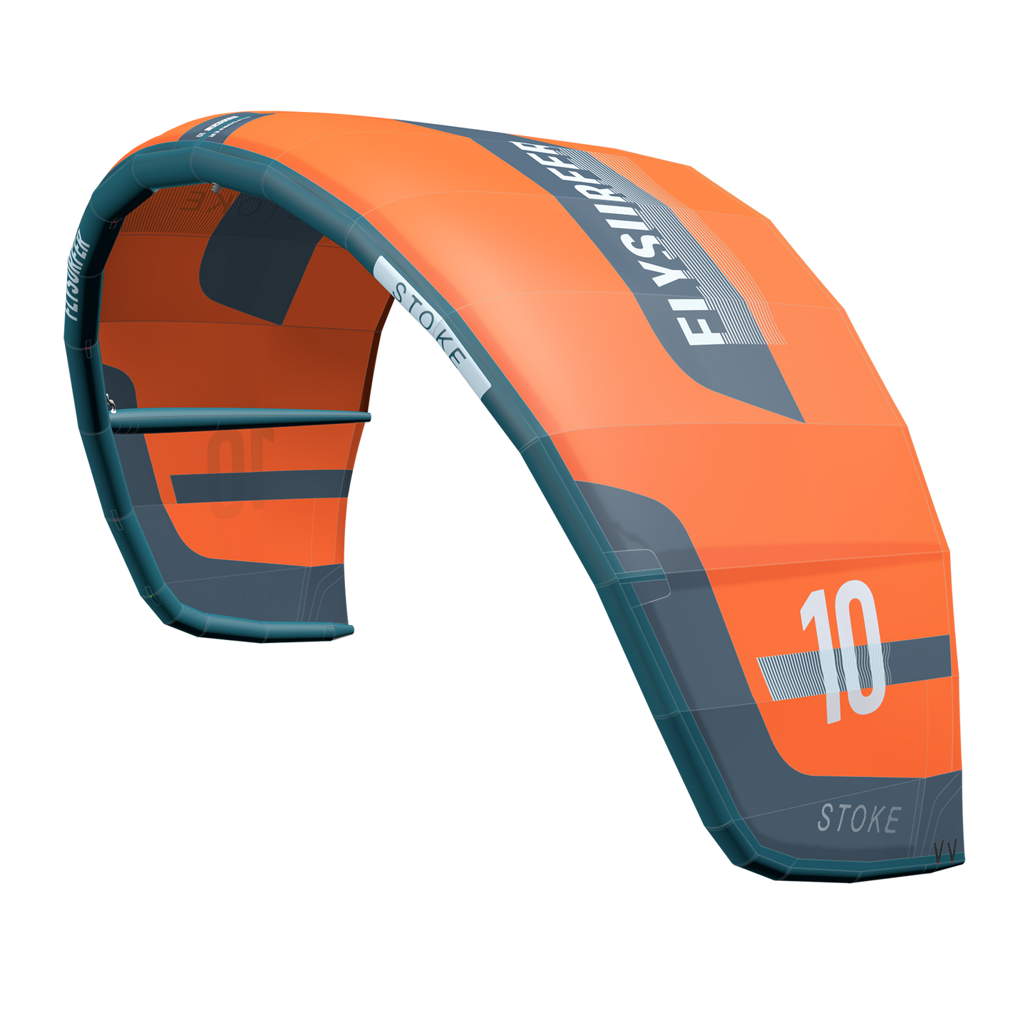 Orange Flysurfer Stoke Free Ride kiteboarding leading edge inflatable kite. 