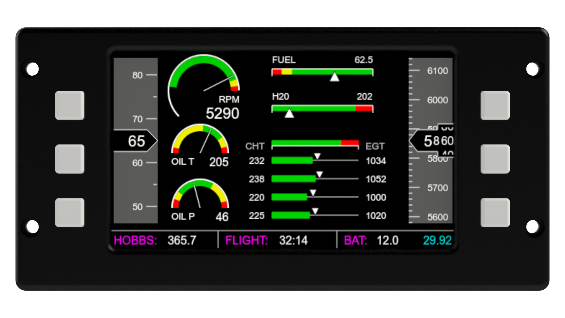 Rotax Engine Instruments Engine Monitor for Rotax 912UL and 912ULS 80 and 100hp – XLKITES ...